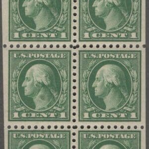 Scott# 424d "WASHINGTON" INTACT BOOKLET PANE (6) MNH