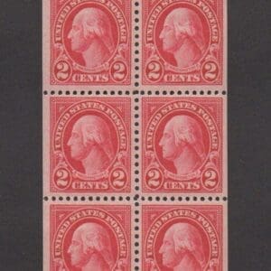Scott# 554C "WASHINGTON" FLAT PLATE PERF 11 BOOKLET PANE (6) MINT