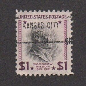 Scott# 832 "WOODROW WILSON" USED WITH KANSAS CITY, MO. PRECANCEL