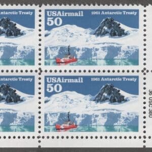 Scott# C130 "ANTARCTIC TREATY" MNH ZIP BLOCK (4) NICELY CENTERED