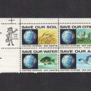 Scott# 1410-13 "ANTI-POLLUTION " SE-TENANT ZIP BLOCK (4) MNH