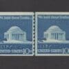 Scott# 1520 "JEFFERSON MEMORIAL" MNH COIL LINE PAIR WELL CENTERED