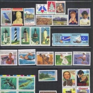 1990 COMMEMORATIVES YEAR SET (37) ISSUES, MNH, NICELY CENTERED