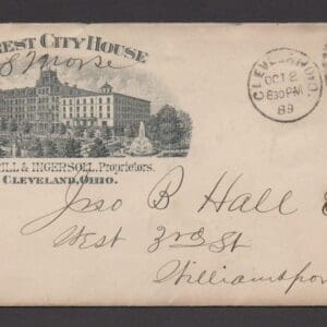 Scott# 213 on ADVERTISING COVER, FOREST CITY HOUSE, Oct 1889 CDS