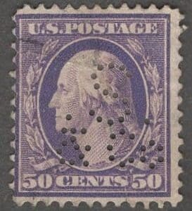 Scott# 341 "WASHINGTON" PERF 12 DLW WITH A RATED # S338.8A SWIFT & Co PERFIN