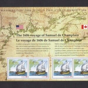 Scott# 4074 VOYAGE OF SAMUEL de CHAMPLAIN SOUVENIR SHEET (4) MNH
