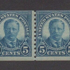 Scott# 602 "ROOSEVELT" COIL PAIR, V PERF 10, MNH, PRISTINE OG
