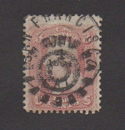 Scott# 64b WASHINGTON COGWHEEL+SAN FRAN CDS JULY 4th 1864 CANCEL