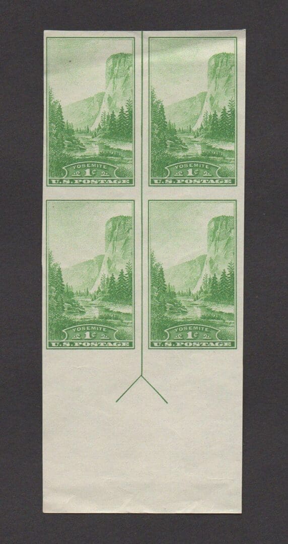 Scott# 756 "YOSEMITE NAT'L PARK" IMPERF ARROW BLOCK (4) MNH NGAI