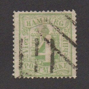 Scott# 18 "HAMBURG - GERMAN STATES" USED WITH BAR LOCAL CANCEL