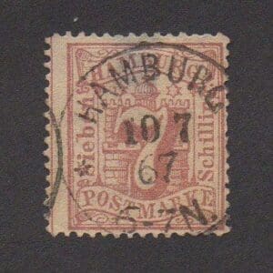 Scott# 20 "HAMBURG- GERMAN STATES" USED WITH SON CDS DATED CANCEL