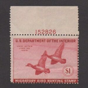 Scott# RW10 "DUCK STAMP" 1943 "DUCKS" MNH, PLATE # *SEE DETAILS*