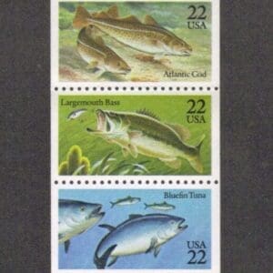 Scott# 2205-09 "FISH" BOOKLET PANE (5) MNH, NICELY CENTERED