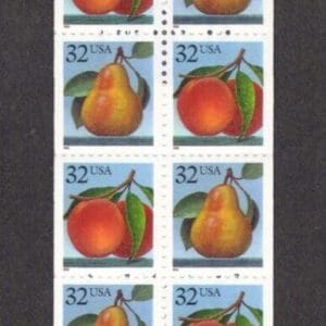 Scott# 2488a PEACHES & PEARS BKLT PANE (10) PLATE# 11111 & COVER