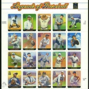 Scott# 3408 "LEGENDS of BASEBALL" S/A INTACT SHEET (20) MNH