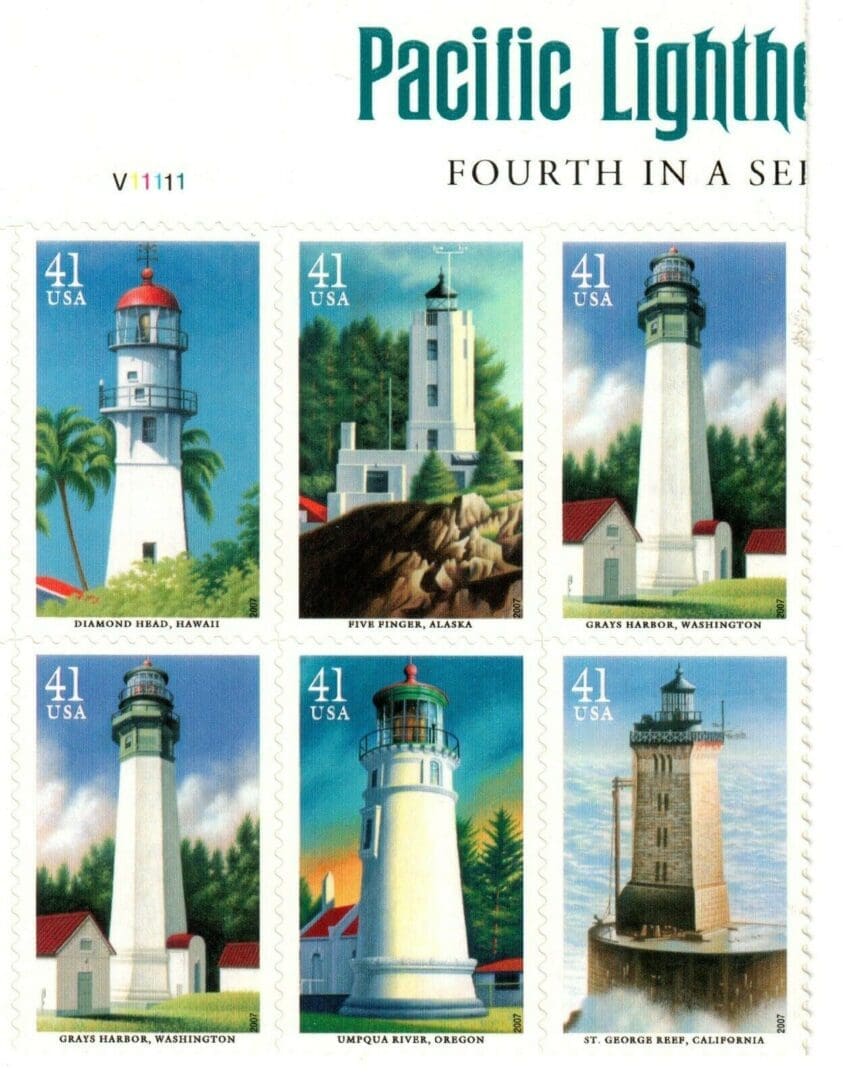 Scott# 4146-50 "PACIFIC LIGHTHOUSES" PLATE BLOCK (6) MNH