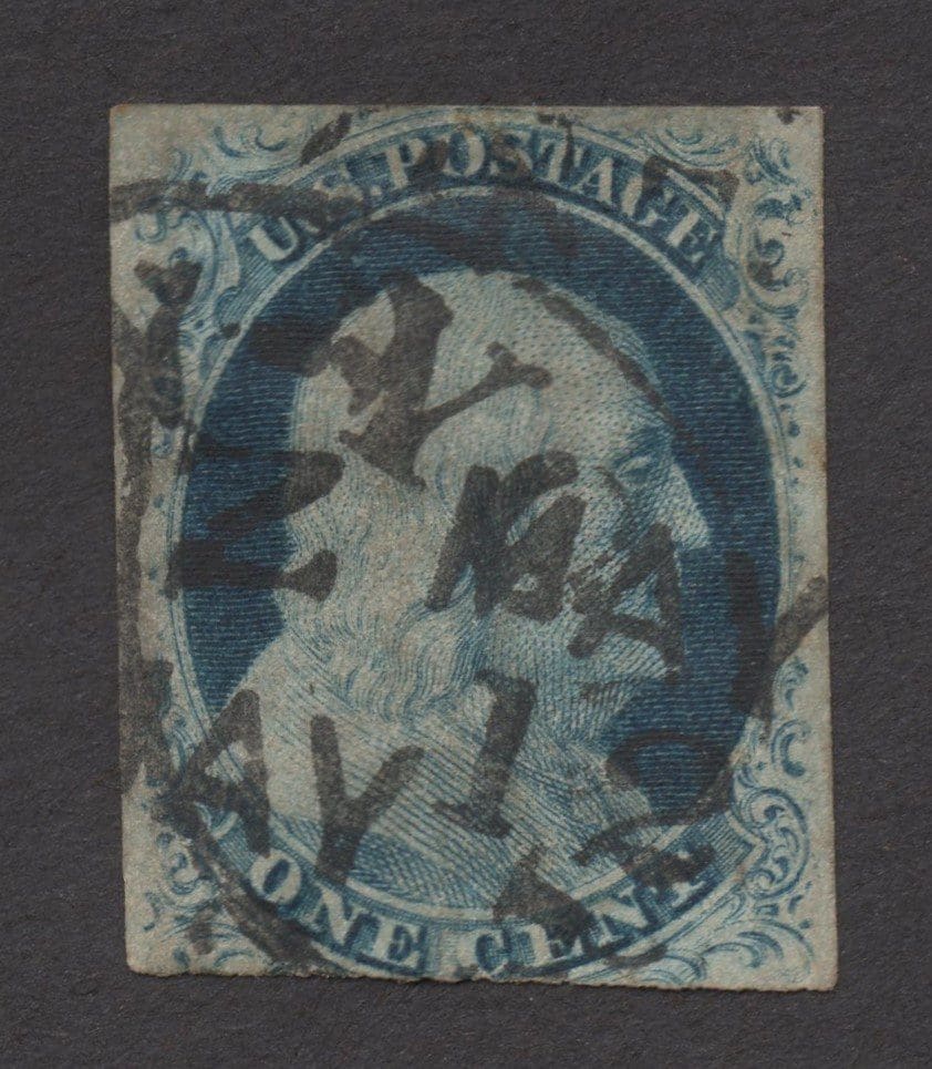 Scott# 9 "FRANKLIN" USED, MULTIPLE MAY 12TH NY DATE STAMP CANCEL