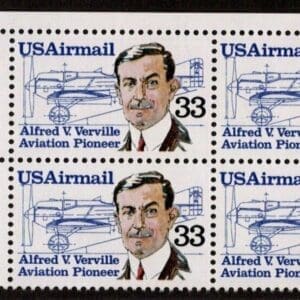 Scott# C113 "ALFRED VERVILLE-INVENTOR" PLATE BLOCK (4)MNH