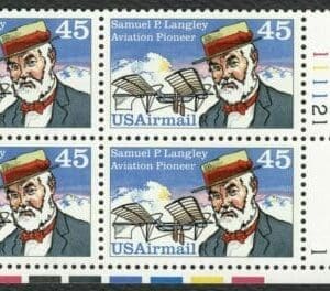 Scott# C118 "SAMUEL LANGLEY-AVIATION PIONEER" PLATE BLOCK (4)MNH