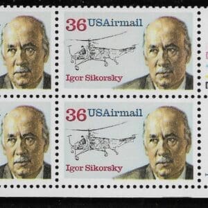 Scott# C119 "IGOR SIKORSKY-AIRCRAFT ENGINEER" PLATE BLOCK (4) MNH