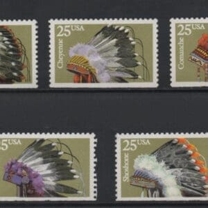 Scott# 2501-05 "INDIAN HEADDRESSES" BOOKLET SINGLE SET (5) MNH