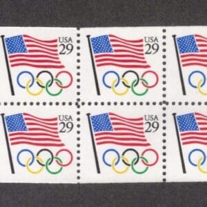 Scott# 2528a "FLAG & OLYMPIC RINGS" UNFOLDED BOOKLET PANE (10) P# K11111
