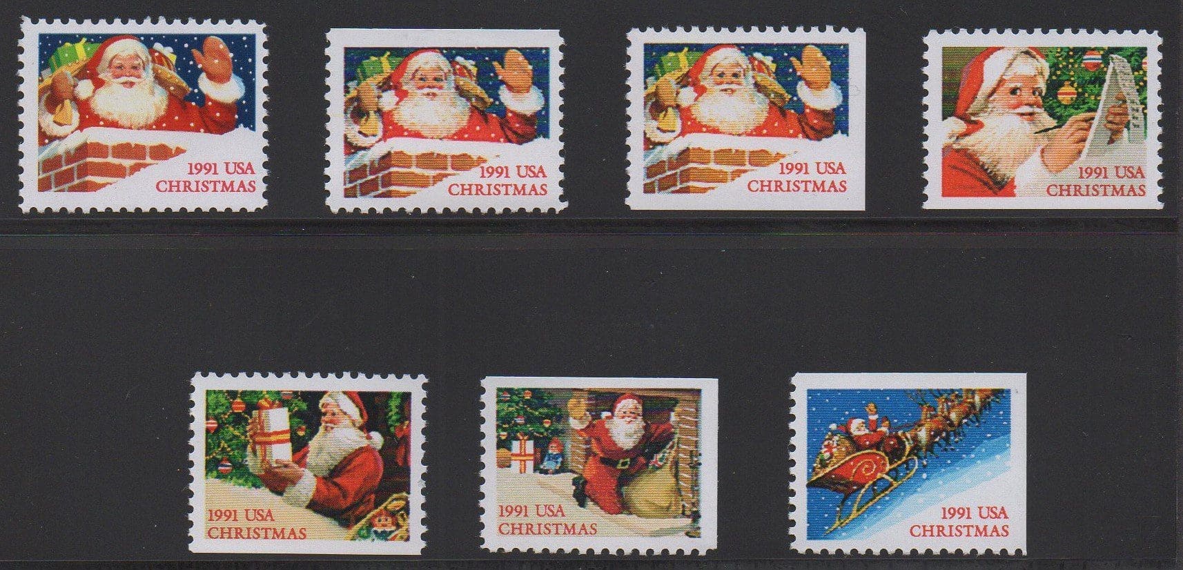 Scott# 2579-85 CHRISTMAS-COMPLETE SET (7) W/MISSING BRICK VARIETY
