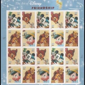 Scott# 3865-68 "THE ART of DISNEY" S/A FULL SHEET (20) MNH