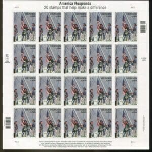 Scott# B2 "FIREFIGHTERS 9/11 TRIBUTE" SEMI-POSTAL S/A SHEET (20)