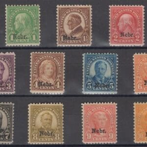 Scott# 669-679 "NEBRASKA OVERPRINTS SET" MNH, VERY NICELY CENTERED