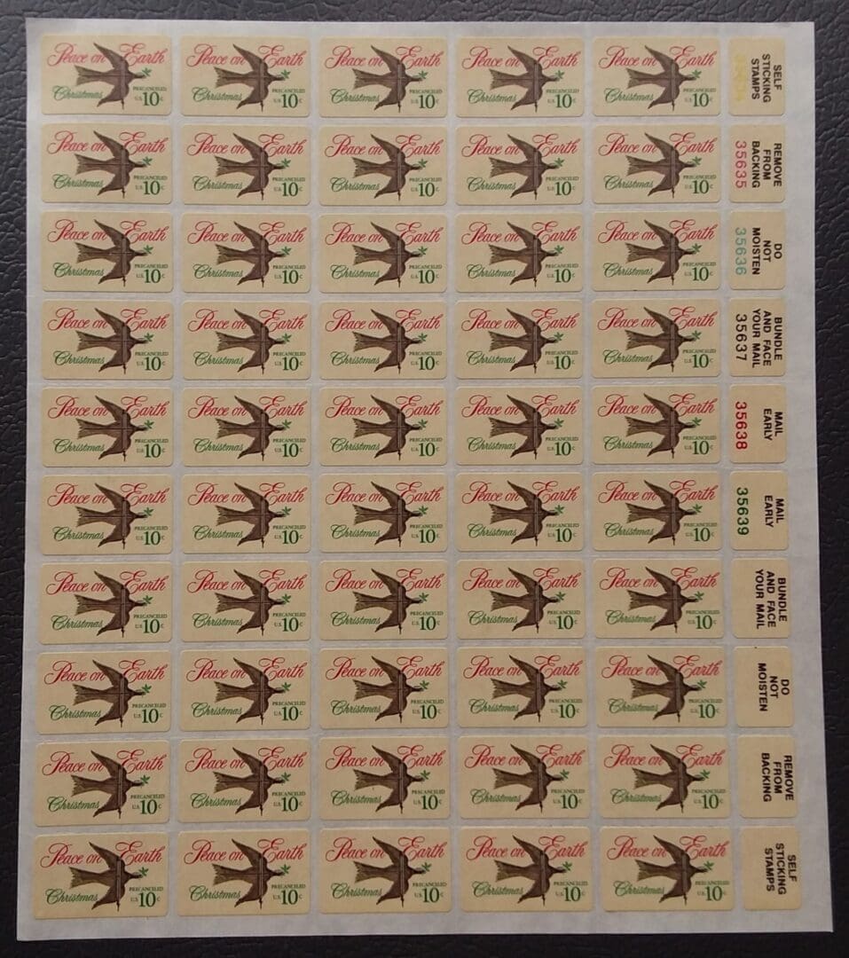 Scott# 1552 "PEACE DOVE" FIRST SELF ADHESIVE ISSUE. SHEET (50)