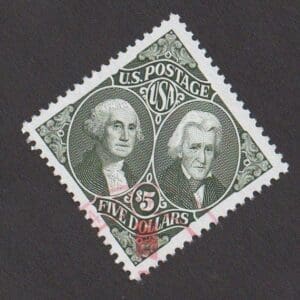 Scott# 2592 WASHINGTON & JACKSON USED HIGH VALUE, RED CANCEL