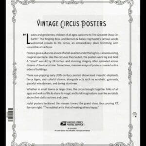 Scott# 4898-4905 (4905b) "VINTAGE CIRCUS" S/A SOUVENIR SHEET (16) - Image 2