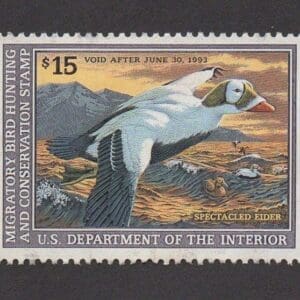 Scott# RW59 "DUCK STAMP" 1992 "SPECTACLED EIDERS" USED