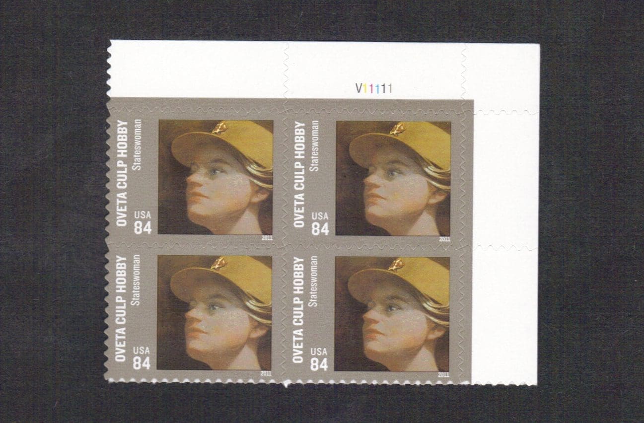 Scott# 4510 "OVETA CULP HOBBY-STATESWOMAN" S/A PLATE BLOCK (4)MNH