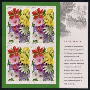 Scott# 4750-53 "LA FLORIDA FLOWERS" FULL S/A SHEET (16) MNH