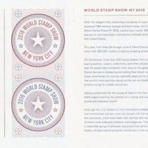 Alternative view of Scott# 5062-63 "WORLD STAMP SHOW - NEW YORK" S/A  PANE (24) MNH