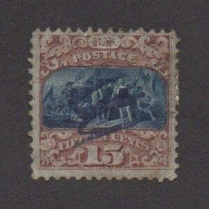 Scott# 119 TYPE II "PICTORIAL" WITH PURPLE PEN CANCEL *TINY TEAR*