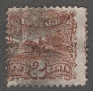 Scott# 124 "PONY EXPRESS" * NO GRILL * PICTORIAL WITH LITE CANCEL