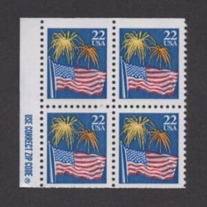 Scott# 2276a "FLAG and FIREWORKS" ZIP CODE BLOCK (4) MNH