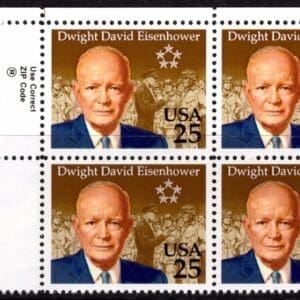 Scott# 2513 "DWIGHT D. EISENHOWER" ZIP BLOCK (4) NICELY CENTERED