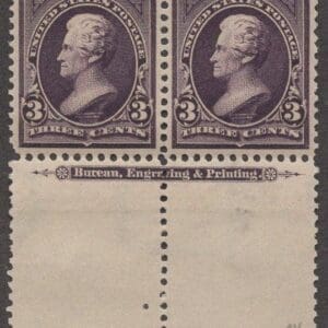 Scott# 268 "JACKSON" MINT IMPRINT PAIR, NICELY CENTERED
