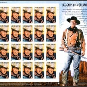 Scott# 3876 "JOHN WAYNE" MNH FULL PANE (20) NICELY CENTERED