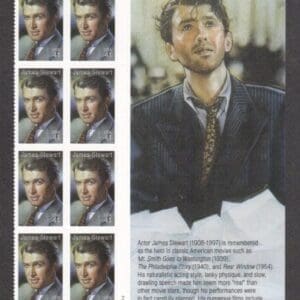 Scott# 4197 "JAMES STEWART" PLATE BLOCK (8) WITH SIDE PANEL, MNH