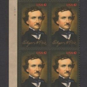 Scott# 4377 "EDGAR ALLAN POE" S/A PLATE BLOCK (4) MNH