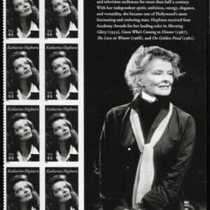 Scott# 4461 "KATHARINE HEPBURN" PLATE BLOCK (8) WITH SIDE PANEL