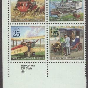 Scott# 2434-37 "CLASSIC MAIL TRANSPORTATION" ZIP BLOCK (4) MNH