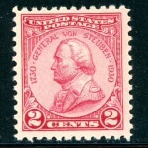 Scott# 689 "BRADDOCK'S FIELD - VON STEUBEN" MINT, NICELY CENTERED