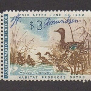 Scott# RW28 "DUCK STAMP" 1961 "MALLARD DUCKS" USED WITH PLATE #