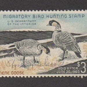 Scott# RW31 "DUCK STAMP" 1964 "NENE GEESE" USED, SIGNED